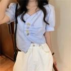 Buttoned Short Sleeve Blouse