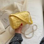 Letter Embroidered Quilted Crossbody Bag