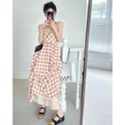 Spaghetti Strap Check Slim-fit Dress