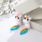 Plastic Rainbow Unicorn Dangle Earring 1 Pair - B05402 - One Size