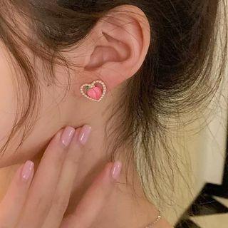 Heart Peach Alloy Earring 1 Pair - Pink - One Size