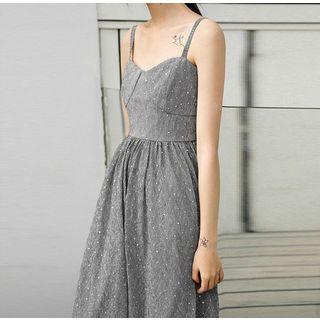 Spaghetti Strap Glitter Midi Chiffon Dress
