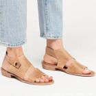 Faux Leather Slingback Tab Button Sandals