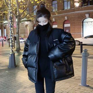 Two-tone Stand-collard Padded Coat