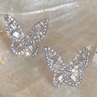 Cz Butterfly Stud Earring / Clip-on Earring