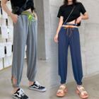 Contrast Trim Cutout Harem Pants