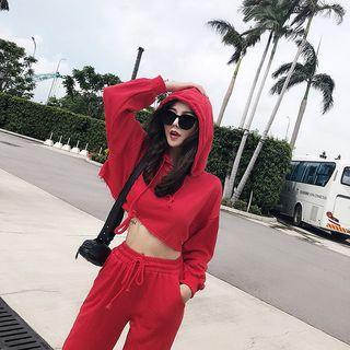 Plain Loose-fit Hooded Pullover / Plain Jogger Pants