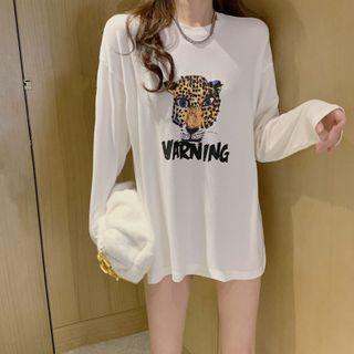 Long-sleeve Print Lettering T-shirt