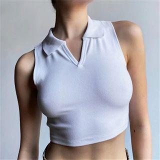 V-neck Crop Polo Tank Top