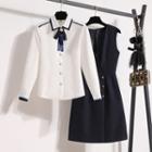 Set Of 2 - Plain Long-sleeve Shirt + Dress