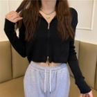 Long-sleeve Double Zip Hooded Jacket