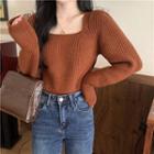 Square-neck Ribbed Sweater