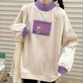 Two Tone Long Sleeve Print Sweatshirt