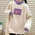 Two Tone Long Sleeve Print Sweatshirt