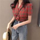 Plaid Short-sleeve Double-breasted Shirt