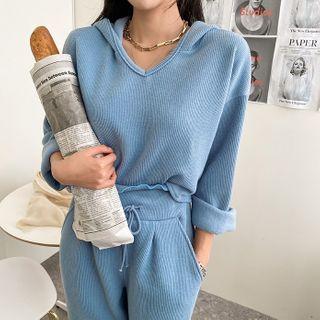 Crop Hoodie & Drawcord Pants Loungewear Set