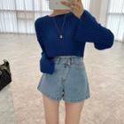 High Waist Asymmetrical A-line Denim Shorts