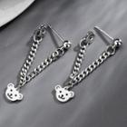 Bear Chain Earring 1 Pair - With Back Stopper - Silver - One Size