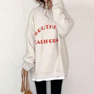 Lettering Sweatshirt Beige - M
