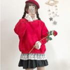 Lace Trim Mock Two-piece Sweatshirt