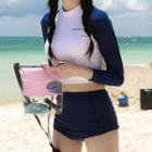Swim Set: Long-sleeve Raglan Top + Bottom