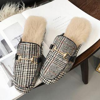 Chunky-heel Paneled Backless Loafers