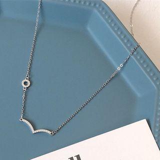 Rhinestone Pendant Sterling Silver Necklace D431 - 1 Pc - 925 Silver - Silver - One Size