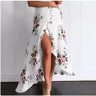 Floral Print Front Slit Maxi Skirt