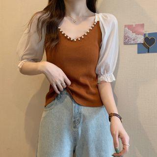Mock Two-piece Beaded Top