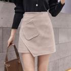 Asymmetrical Woolen Mini Skirt