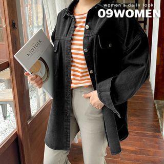Plus Size Flap-pocket Denim Jacket