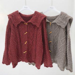 Plain Lapel Linen Flower Toggle Cardigan