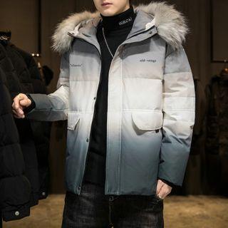 Lettering Ombre Zip-up Parka