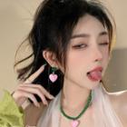 Heart Pendant Alloy Necklace / Dangle Earring / Set