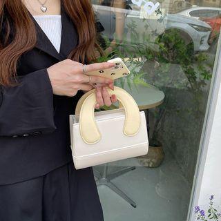 Faux Leather Two-tone Mini Handbag