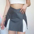High Waist Paneled A-line Miniskirt