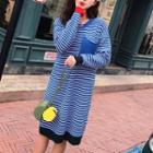 Contrast-trim Striped Sweater Dress