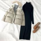 Padded Jacket / Turtleneck Midi Sweater Dress
