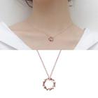 Rhinestone Hoop Pendant Necklace 1 Pc - Necklace - Rose Gold - One Size