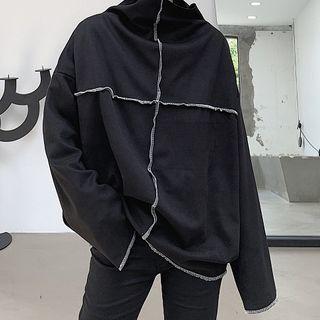 High-neck Contrast Stitching Pullover