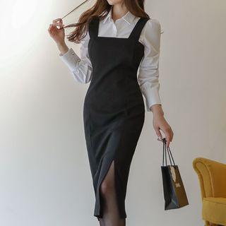 Inset Blouse Slim-fit Pinafore Dress