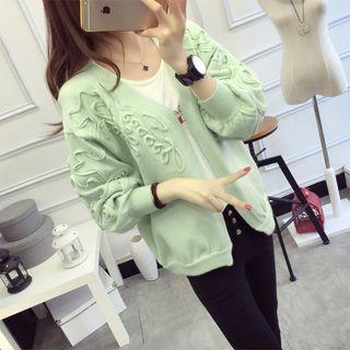 Lantern Sleeve Rosette Cardigan