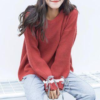 Bow-accent Round Neck Sweater