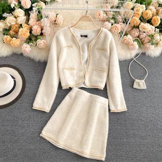 Set: Chain Detail Jacket + Mini A-line Skirt