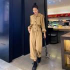Long-sleeve Collared Cropped Jumpsuit