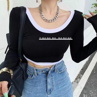 Crewneck Color-block Long-sleeve Top