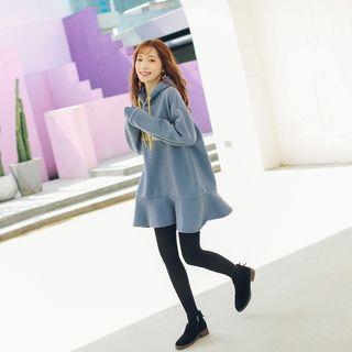 Lettering Ruffle Hem Hoodie Dress