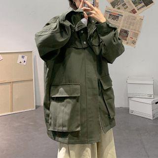 Oversize Pocket Detail Zip Jacket