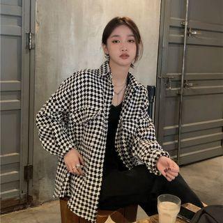 Plaid Oversized Coat Black & White - One Size