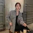 Plaid Oversized Coat Black & White - One Size